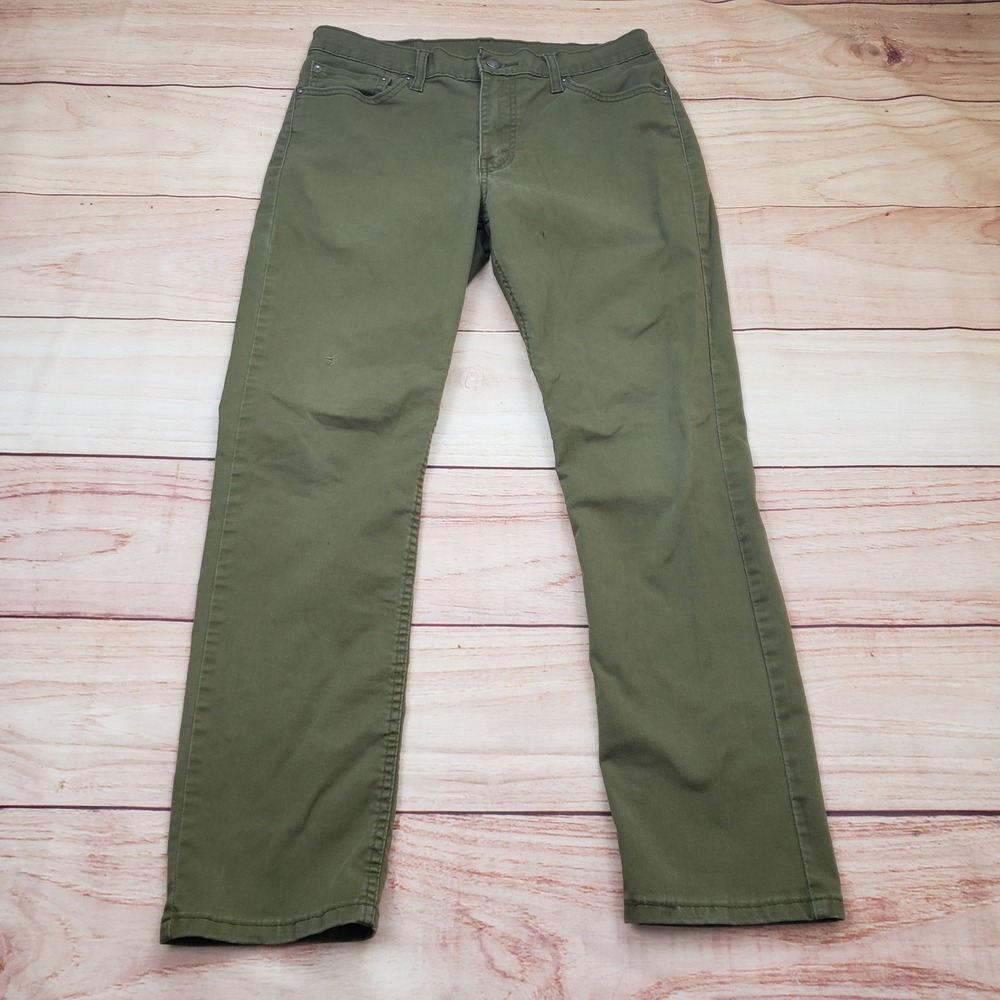 Levis 511 Slim Fit Pants Mens 32x30 Olive Green Stretch Twill Chino‎ 04511-5455